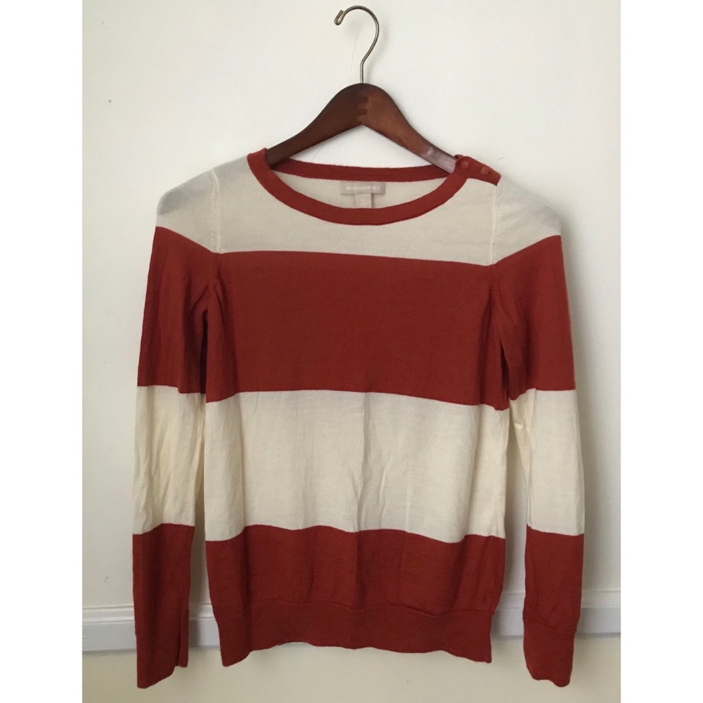 Banana Republic Pumpkin Stripe Merino Wool Sweater